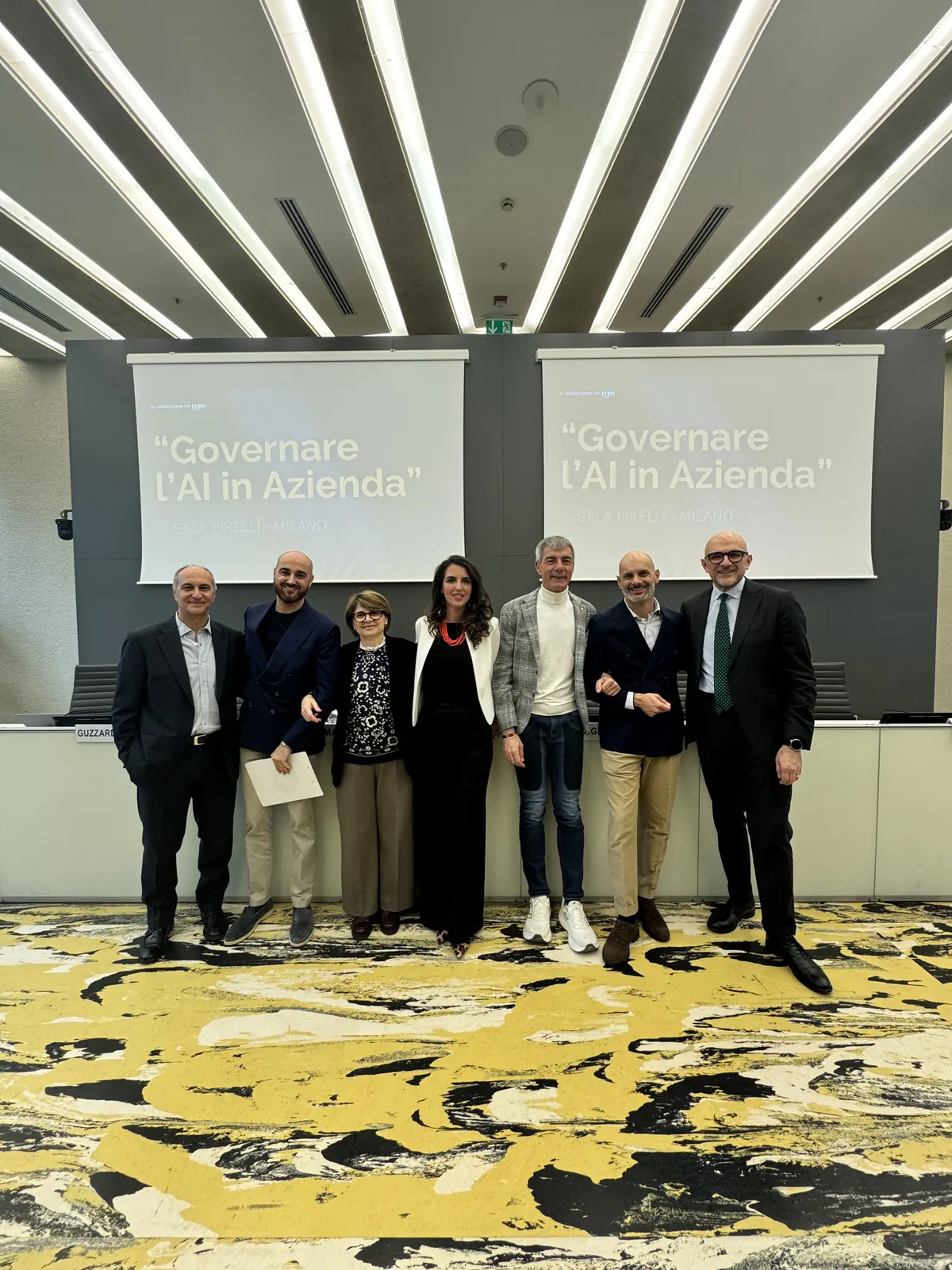 Federica Grazia Bartolini durante un intervento dal vivo — Tavola rotonda su Governare l’AI in Azienda, Palazzo Pirelli